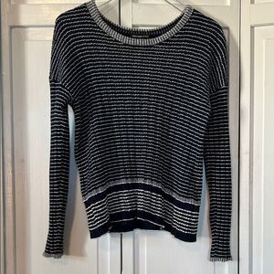 James Perse Navy and White Knit Sweater SIze 2 (Medium)